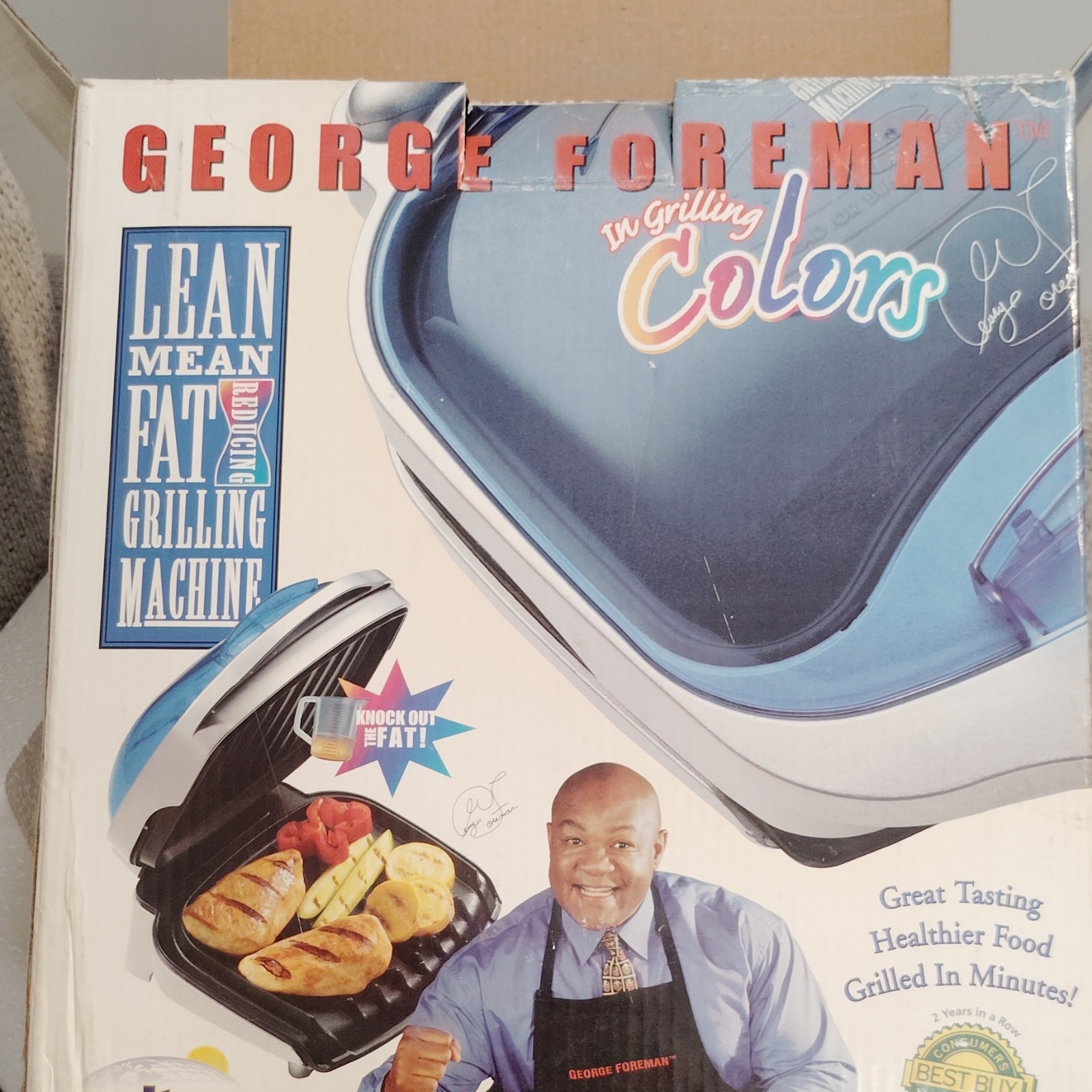 George Foreman GR10ABWI Contact Grill 1200W 120V Electric Blue/Silver