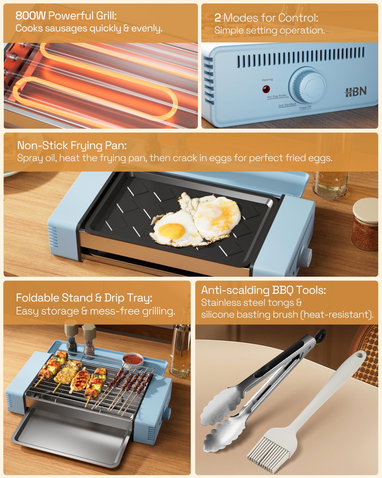 HBN Indoor Grill and Electric Griddle, 3-in-1 Smokeless Indoor Grill with Gri…