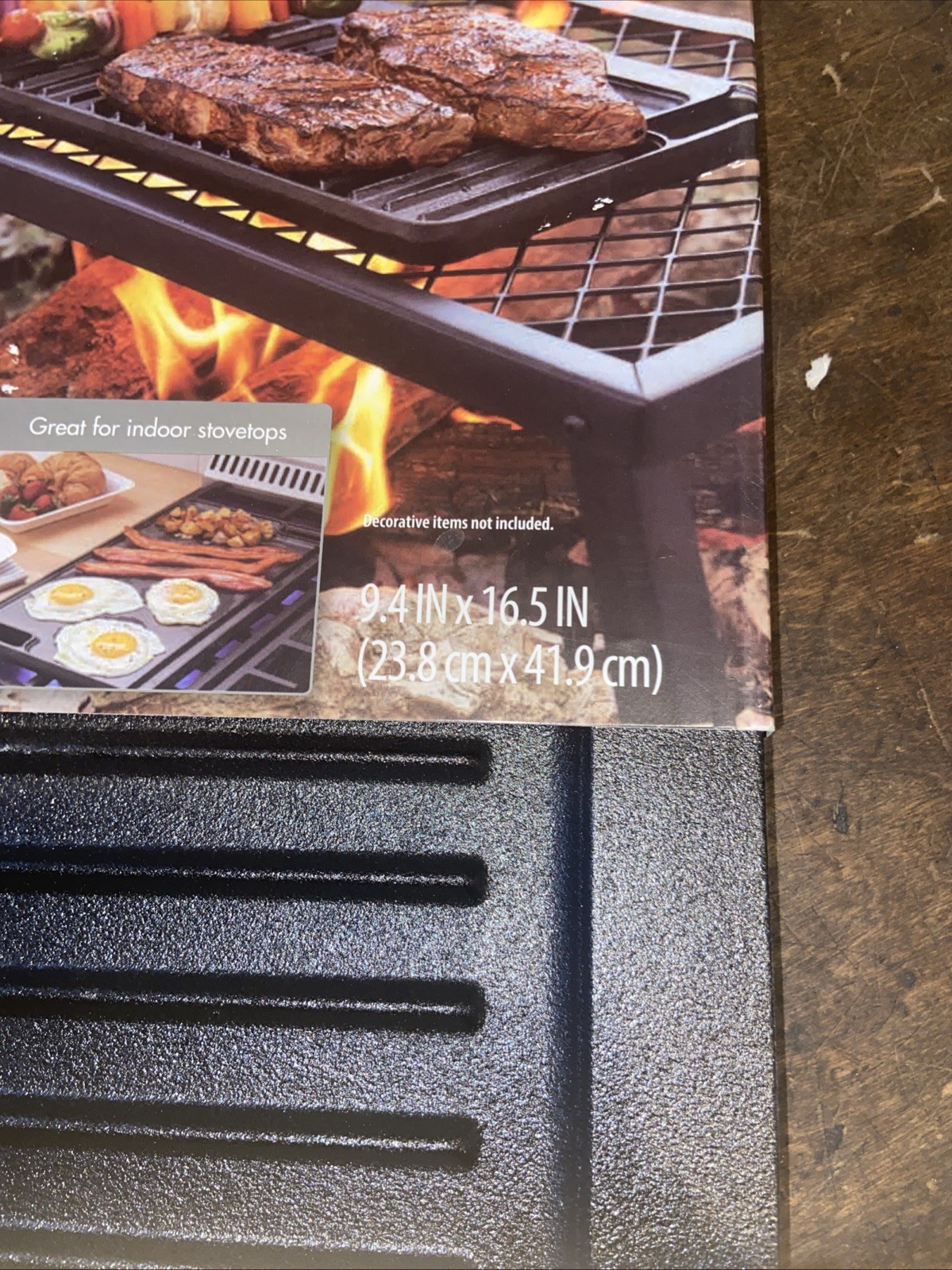 Ozark Trail Deluxe Cast Iron Reversible Grill Griddle Plate, 16”x 9” PreSeasoned
