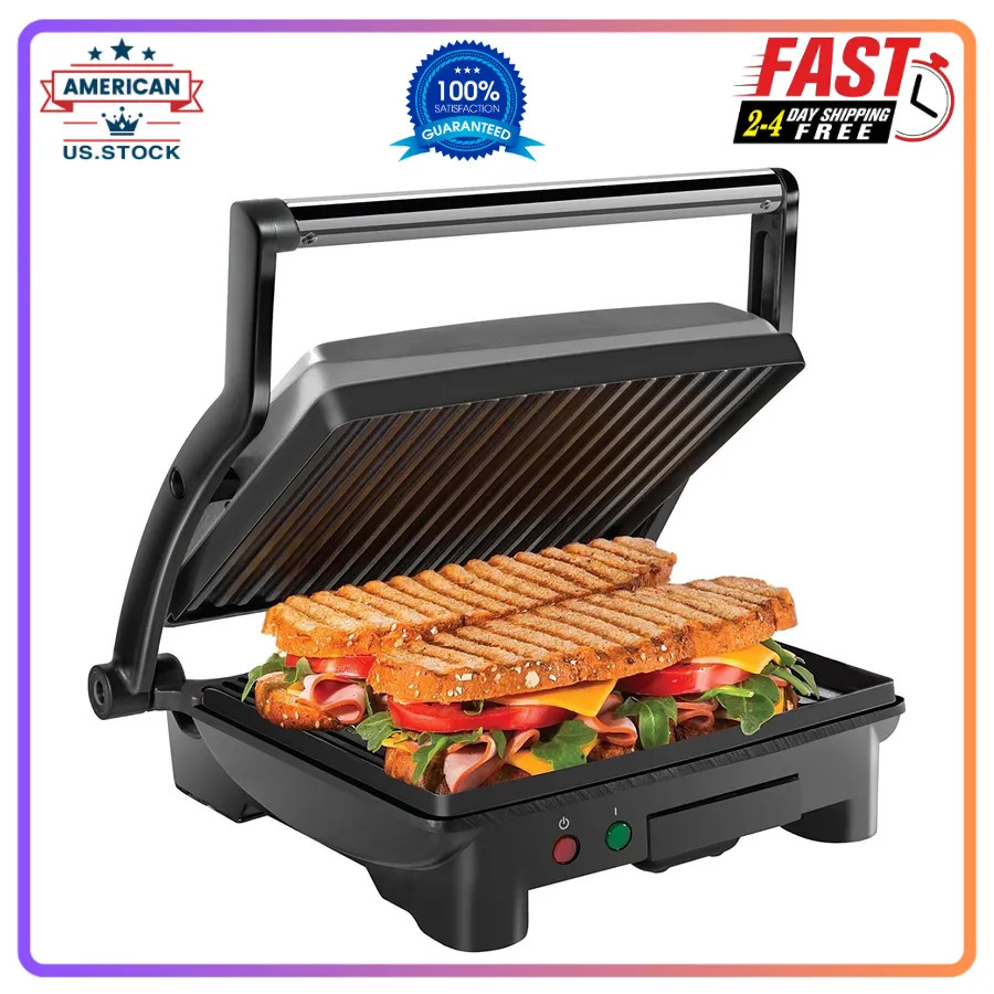 Chefman 3-in-1 Panini Press and Indoor Grill 4-Slice Non-Stick Stainless Steel