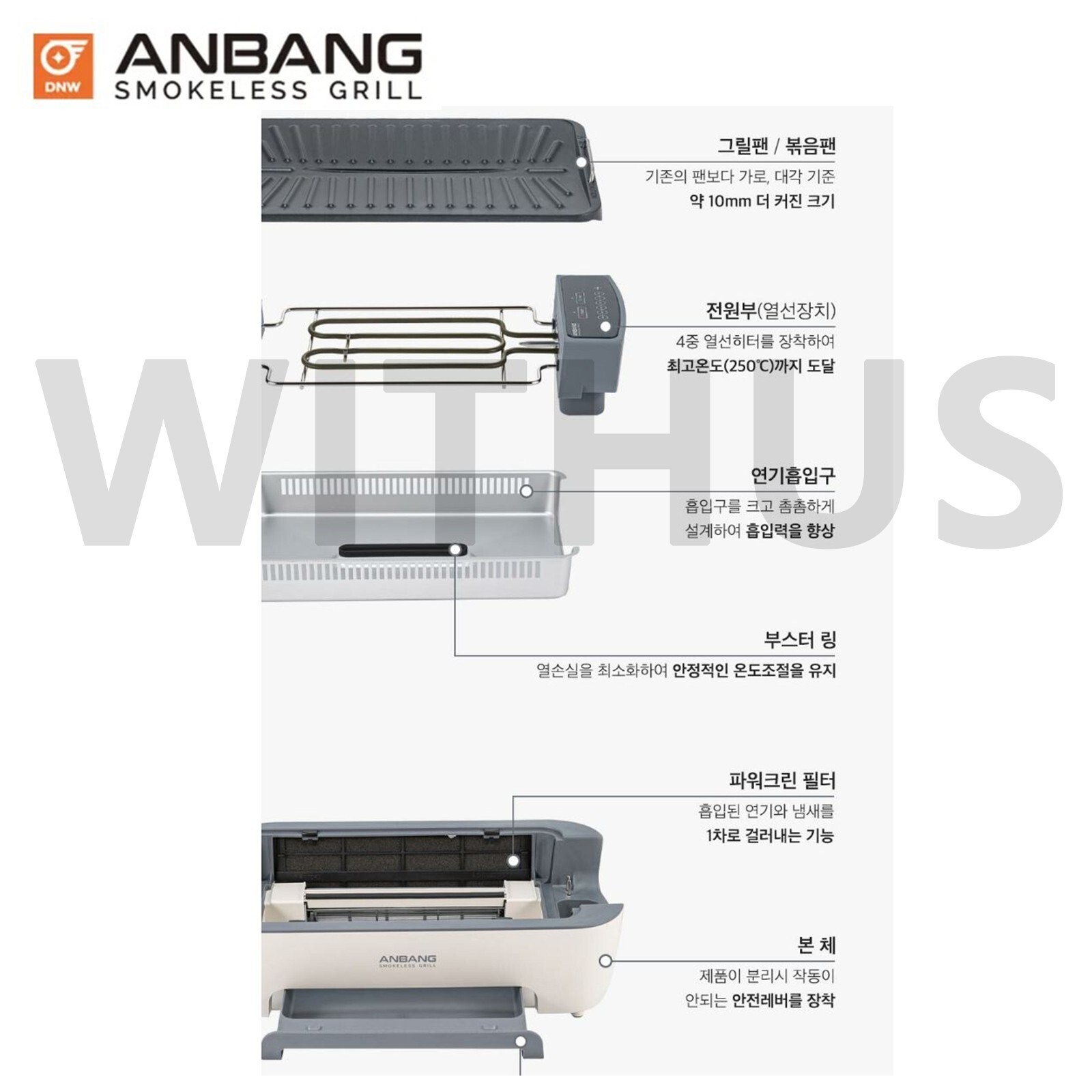 ANBANG Grill AB901MF Smokeless Grill Electric Indoor Grill BBQ Party- Beige 220V