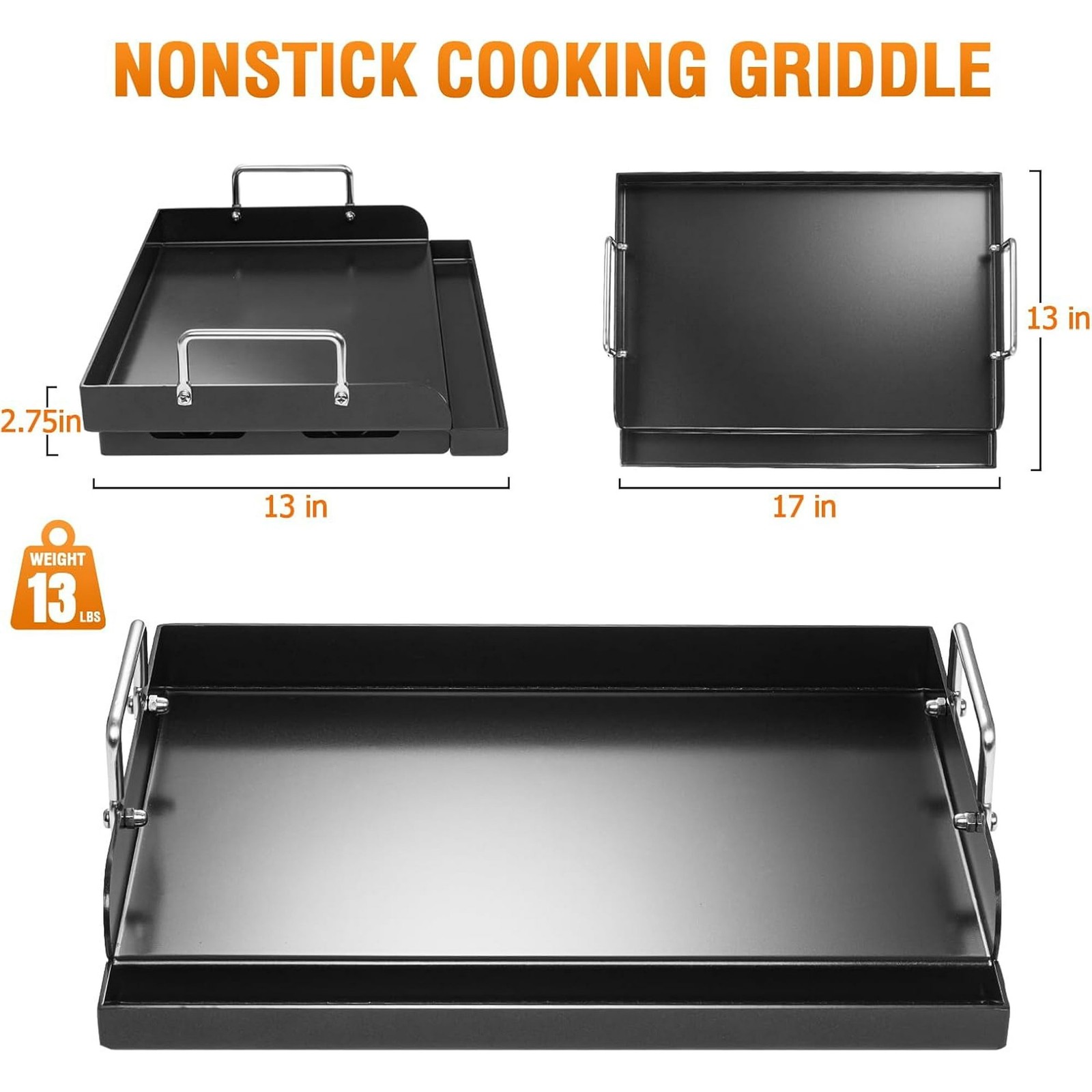 17″ x 13″ Nonstick Coating Cooking Griddle for Gas Grill, Universal Flat Top
