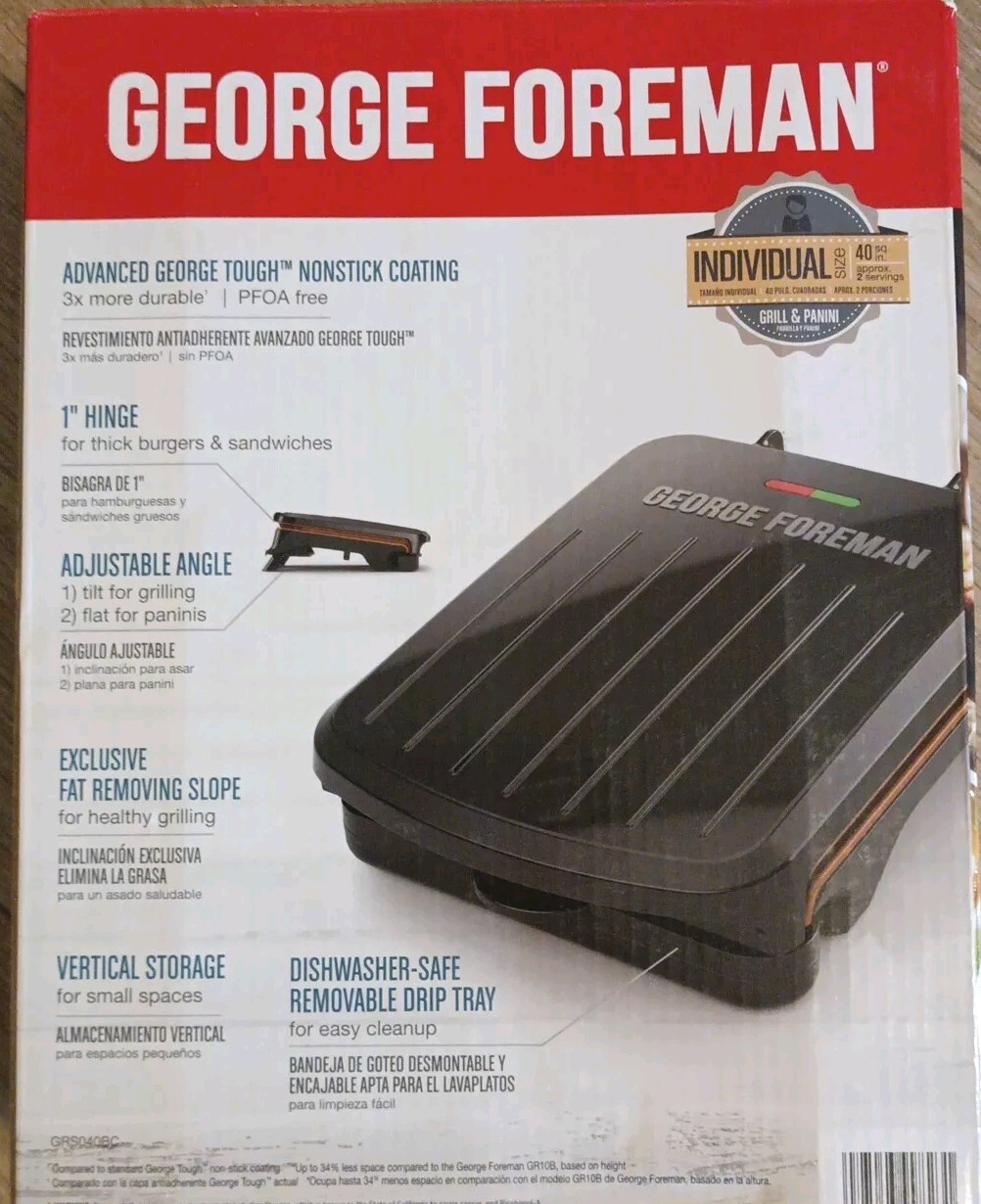 George Foreman Grill Panini Space Saving Copper Nonstick 40″ BRAND NEW In Box