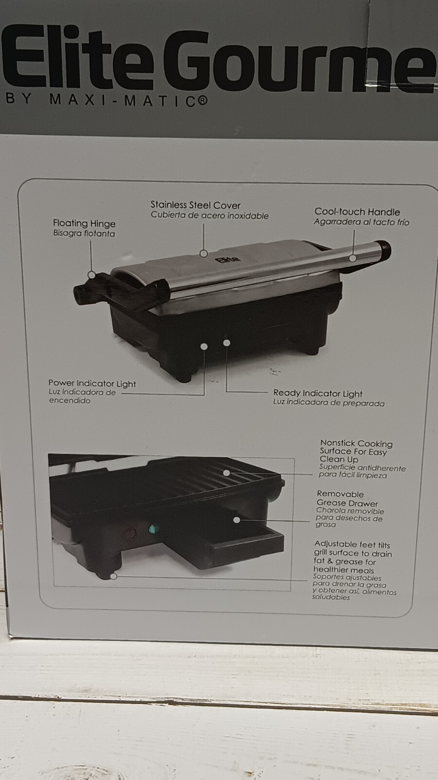 Elite Gourmet EPN-2976 3-in-1 Panini Press & Grill New Open Box