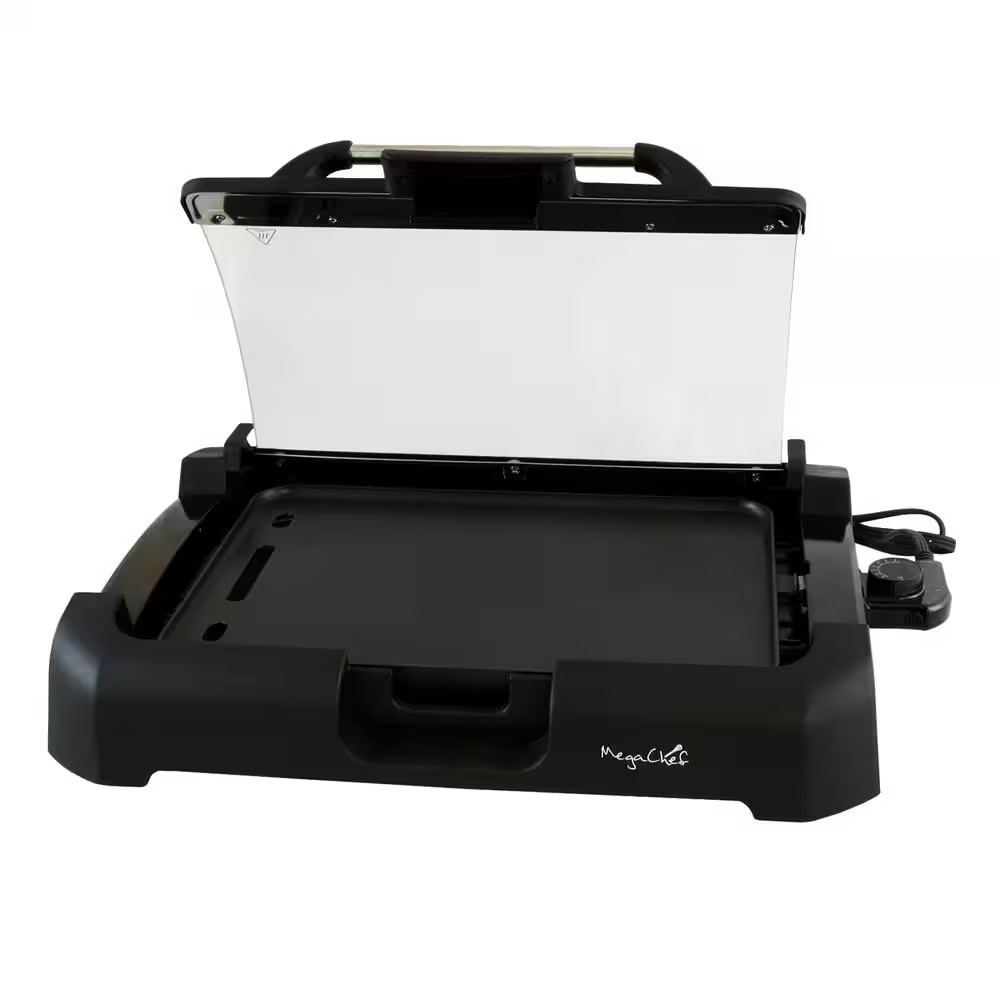165 Sq. In. Black Reversible Indoor Grill and Griddle with Removable Lid