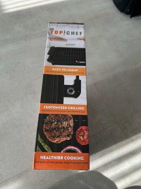 Top Chef Smokeless Indoor Electric Grill Non-Stick Temperature Control, New