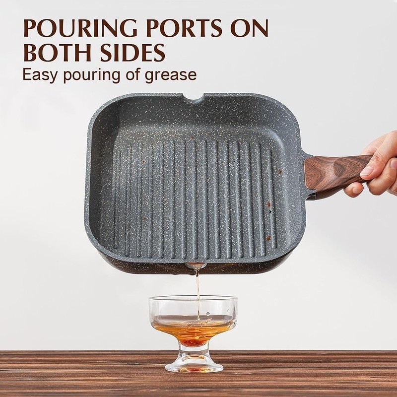 Nonstick Grill Pan Aluminum Griddle Compatible Induction Gas Electric Cooktops