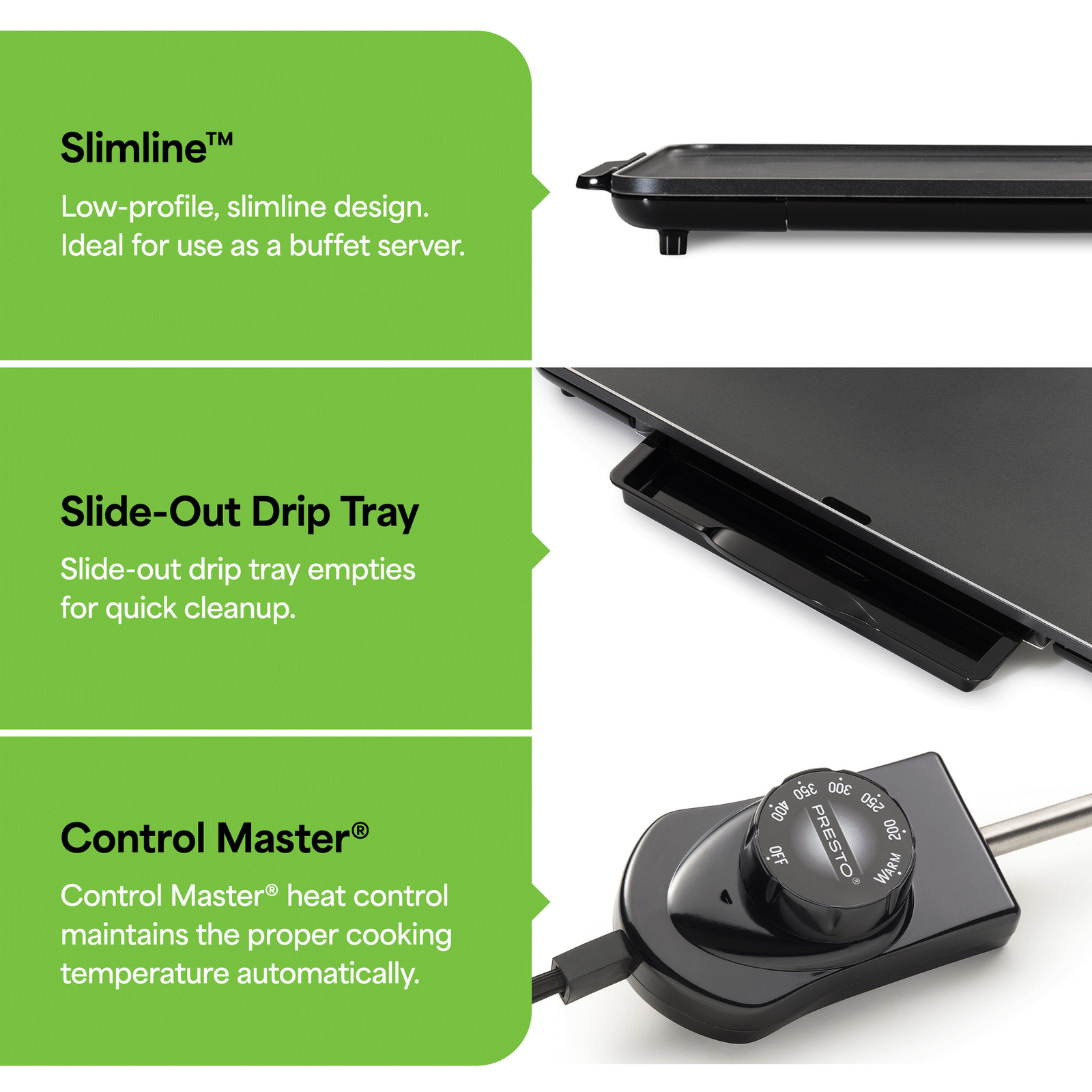 Presto 22″ Slimline Griddle with Removable Handles and Ceramic Nonstick Surface