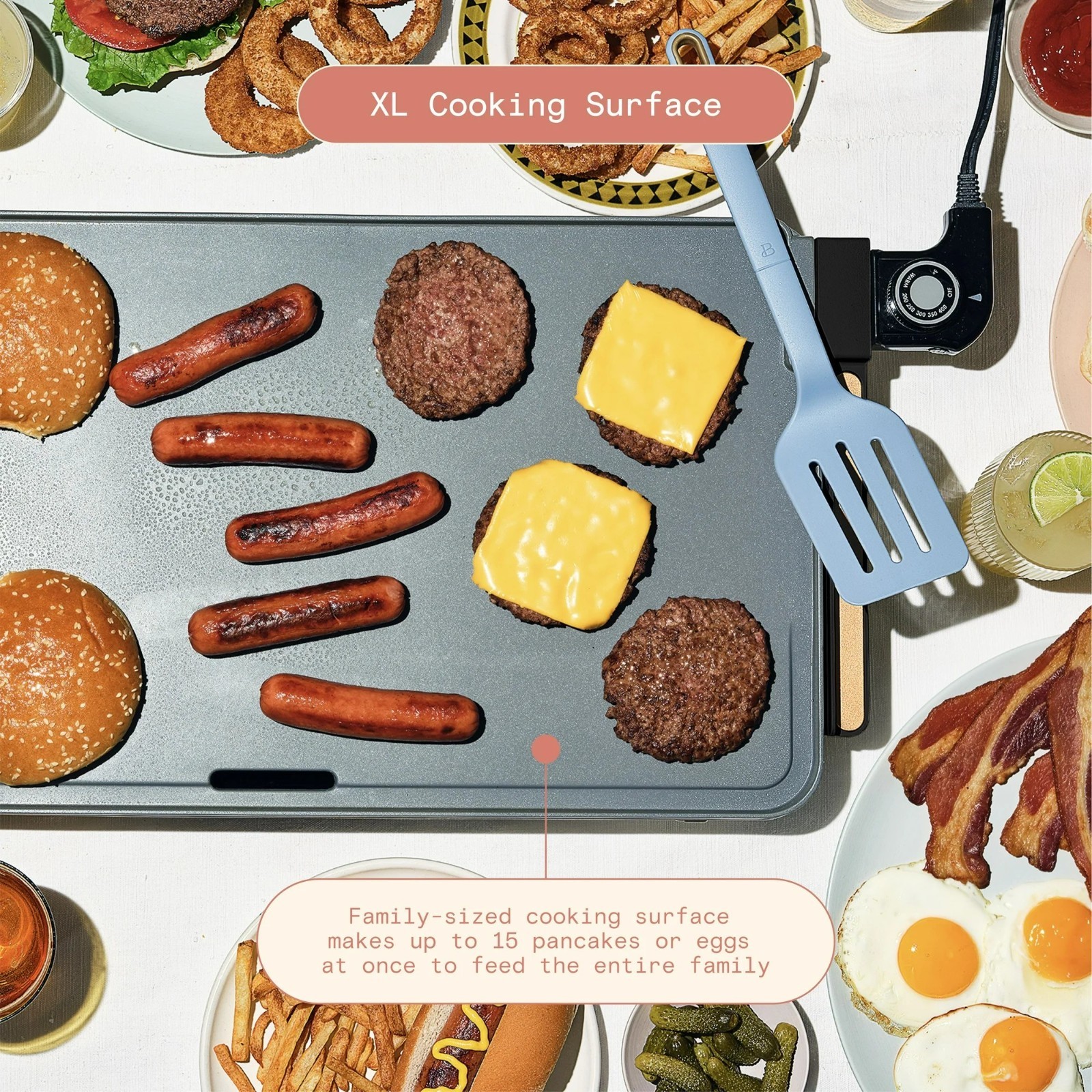XL Electric Griddle 12″ x 22,” Non-stick, Porcini Taupe by Drew Barrymore