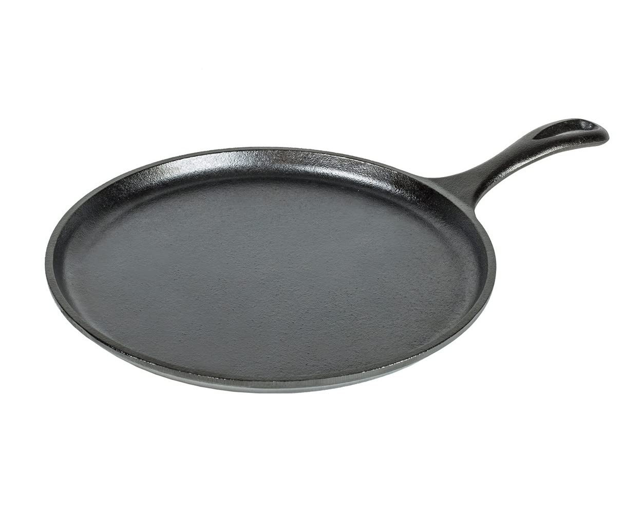 Seasoned Cast Iron Griddle Red Silicone Handle 10.5 Inch Flat Cooking Pan