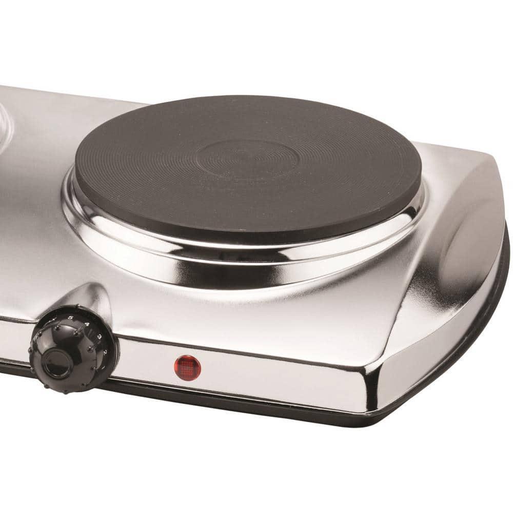 Brentwood Appliances Electric Hot Plate 2-Burner Silver Even Heat Distribution