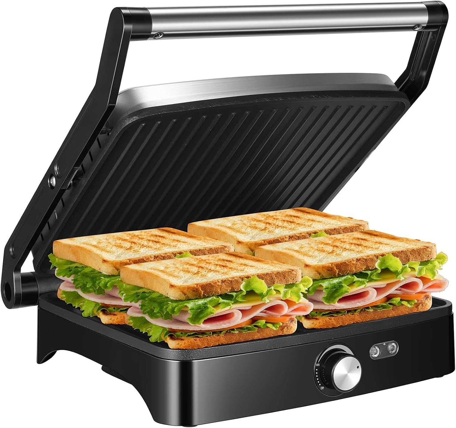 Adjustable Temperature Panini Grill, Nonstick Plates