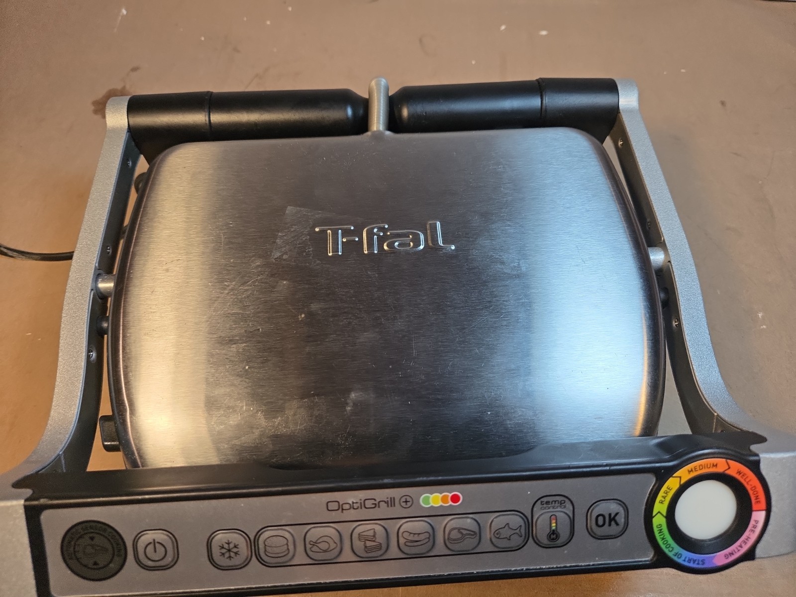 T-Fal OptiGrill Stainless Steel Non-Stick Indoor Electric Grill 8356s1 TESTED