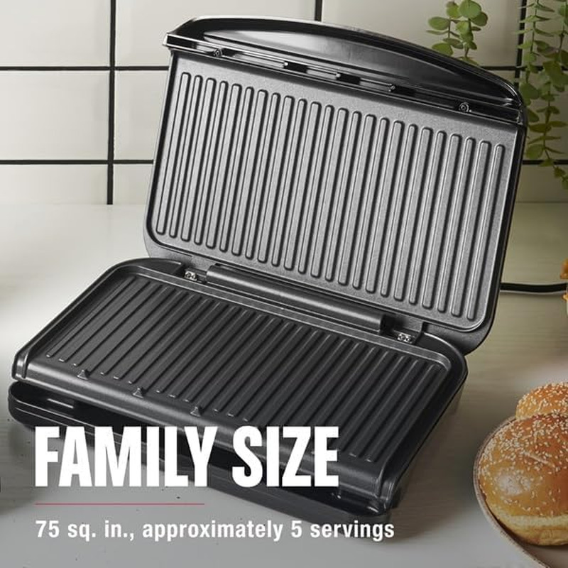 george foreman family-size panini press, nonstick grill with fat reducing