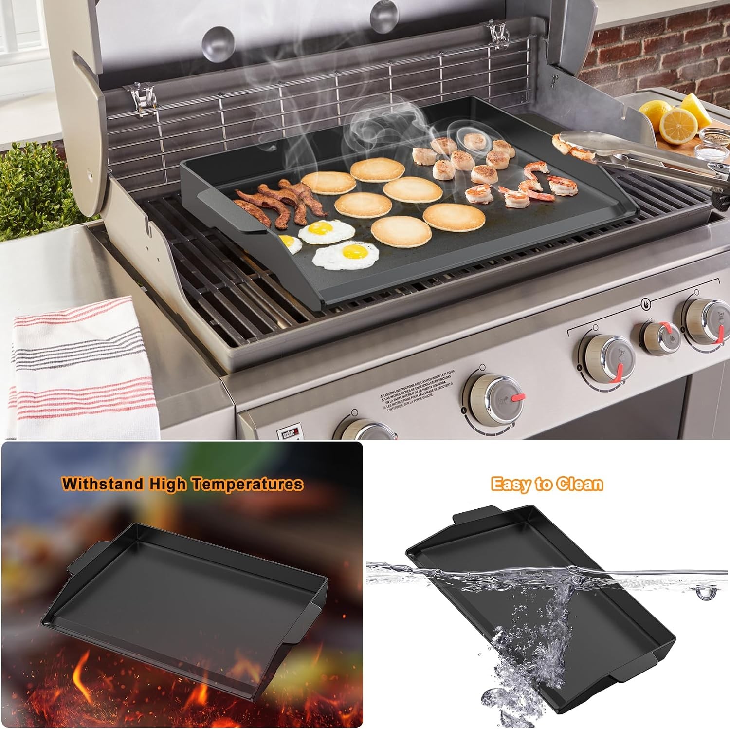 Onlyfire Pre-Seasoned Universal Cast Iron Cooking Griddle, 23″ x 16″ | Nonstick