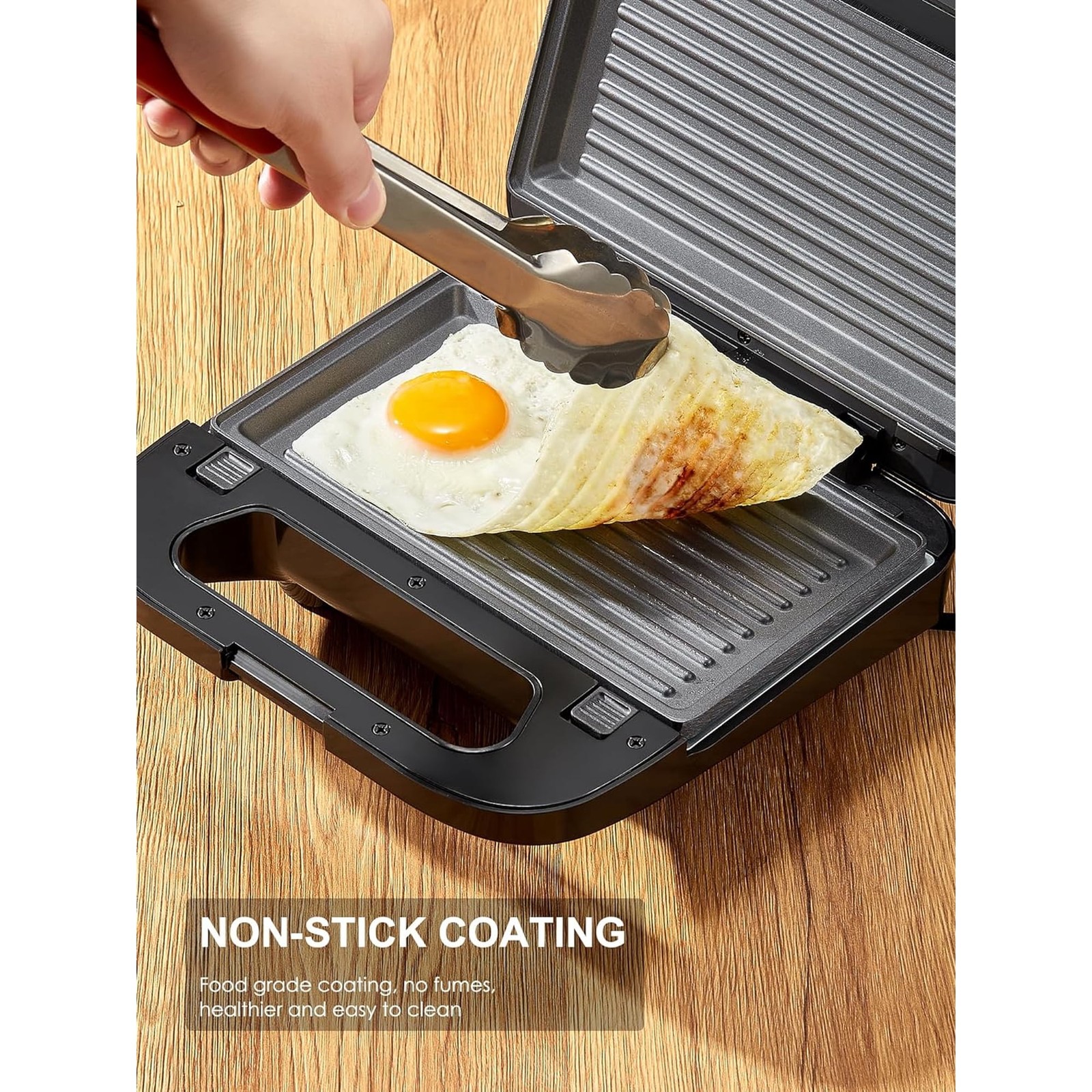 3 in 1 Waffle Grill Sandwich Maker Panini Press Removable Nonstick Plates Black