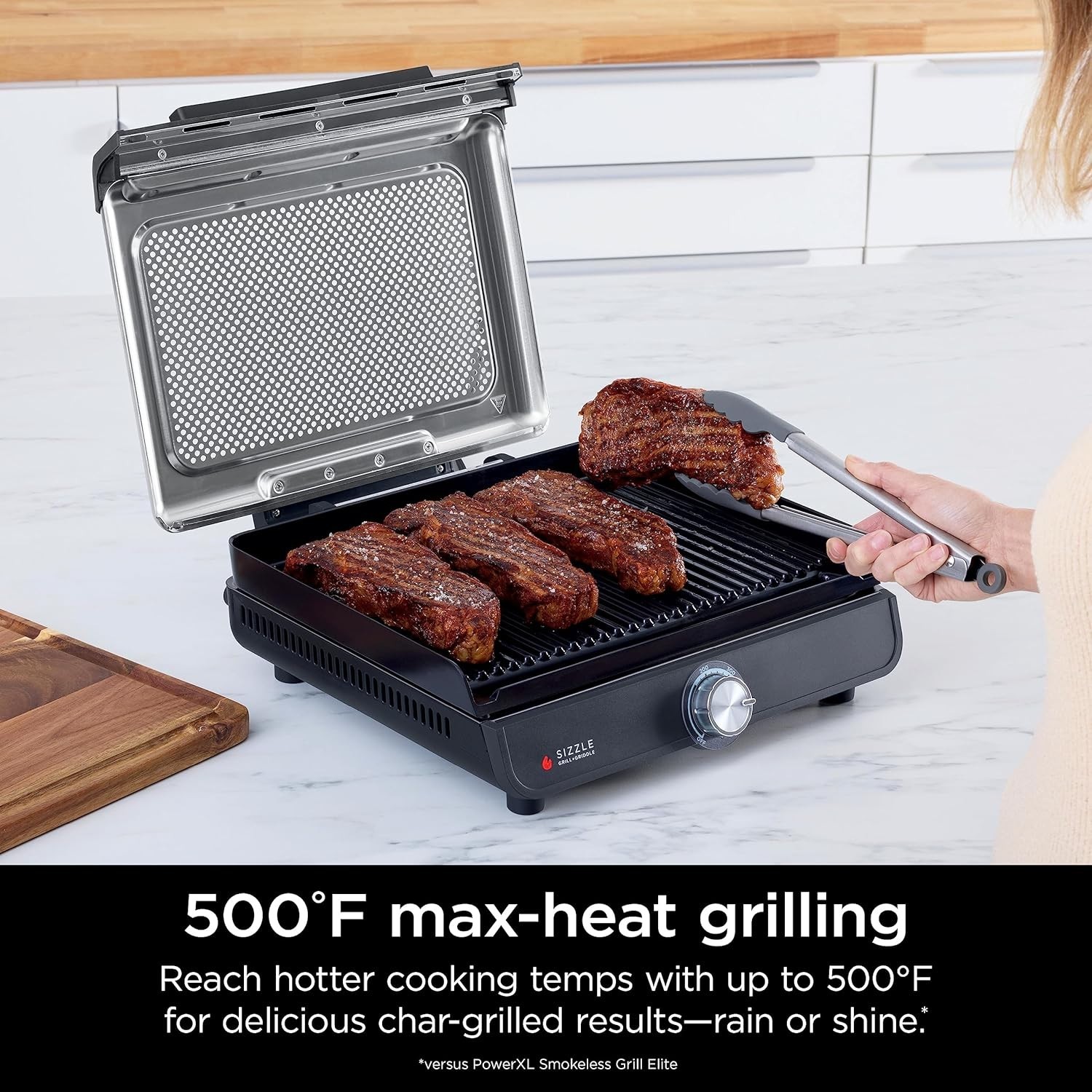 Griddle and Indoor Grill, 14’’, Electric Grill, For Steak, Burgers, Salmon, V…