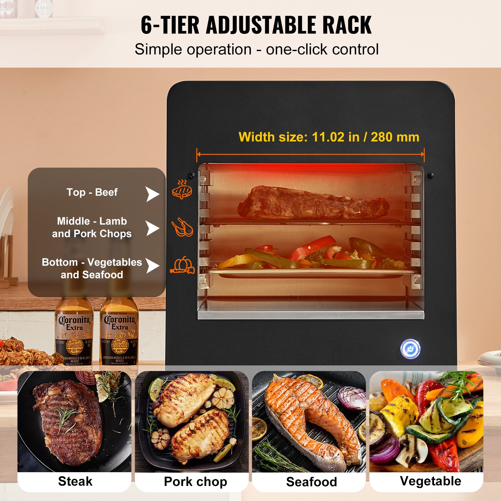 Uimoso Electric Steak Grill 1800W Smokeless Infrared Broiler Stainless Steel
