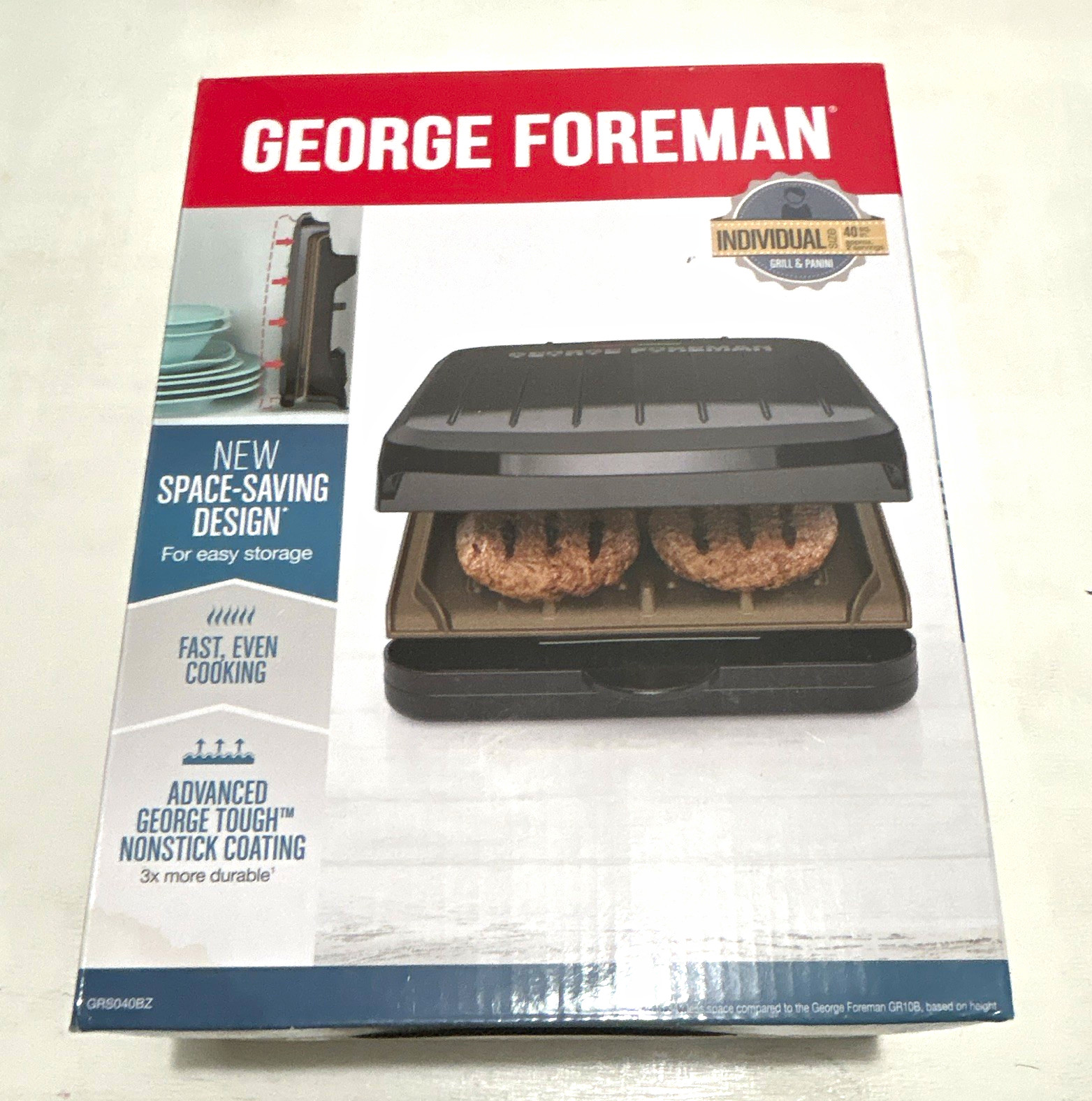 George Foreman Indoor Grill Panini Press Nonstick Black GRS040BZ