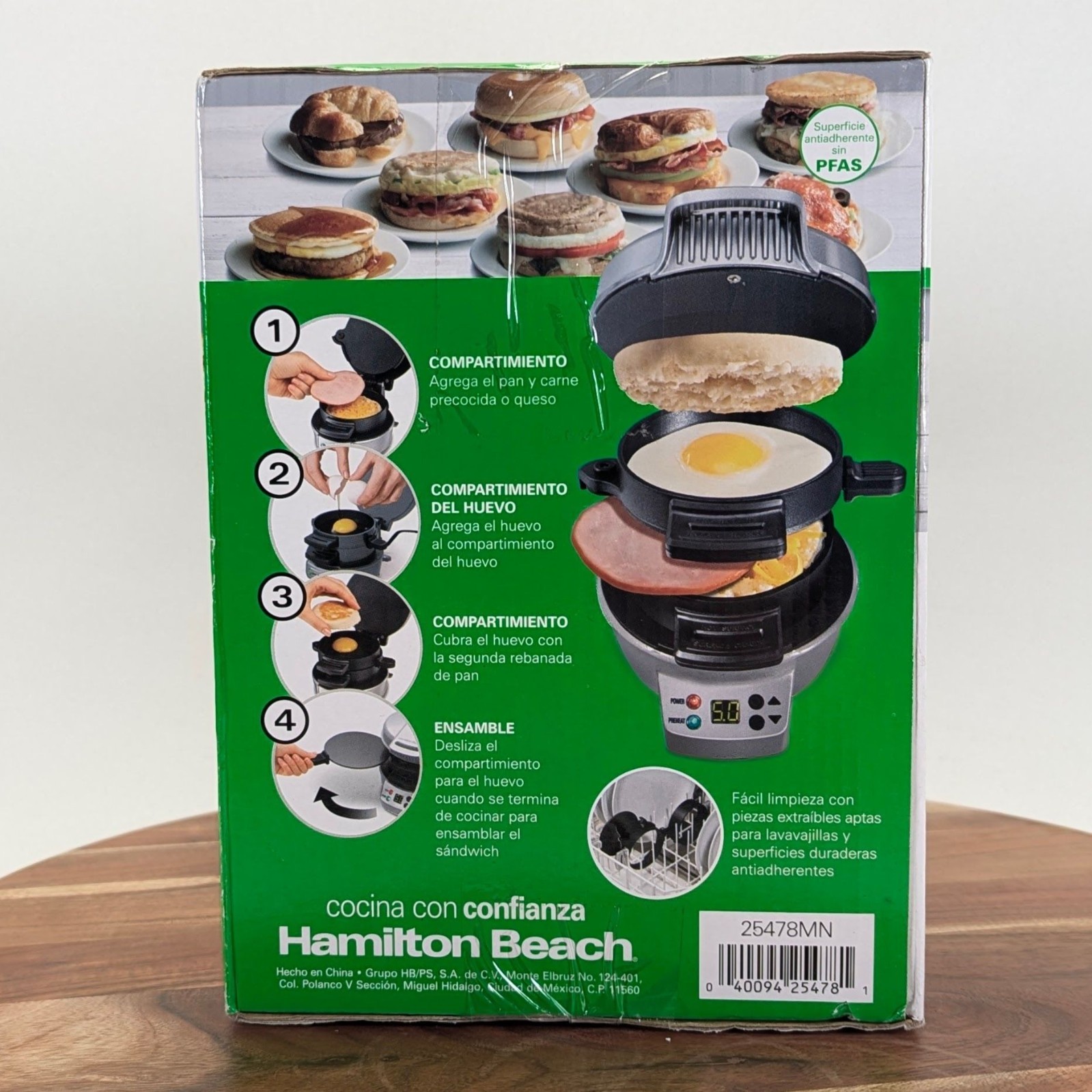 Hamilton Beach Breakfast Sandwich Maker Timer Nonstick Dishwasher Safe 25478