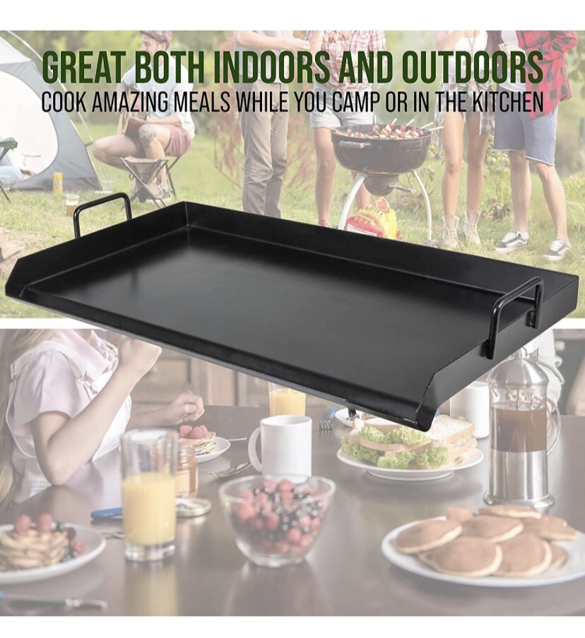 Hike Crew Double Burner Nonstick Heavy Griddle Pan & Bag Outdoor Camp Stove 8252
