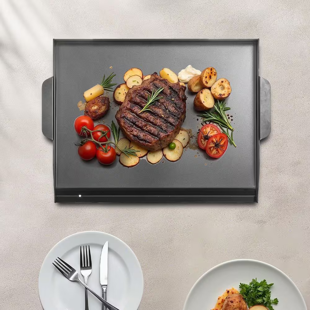 Carbon Steel Griddle, 22X16 In. Universal Flat Top Rectangular Plate, Portable F