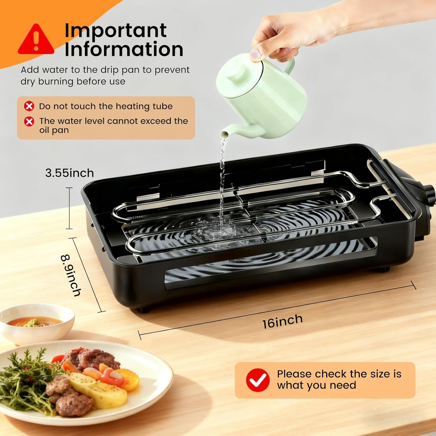 2 in 1 Electric Indoor Grill 1700W black smokeless Indoor Grill Pan with Grilli