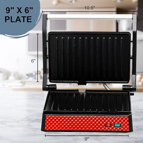 OVENTE Electric Panini Press Sandwich Maker with Non-Stick Coated Plates,