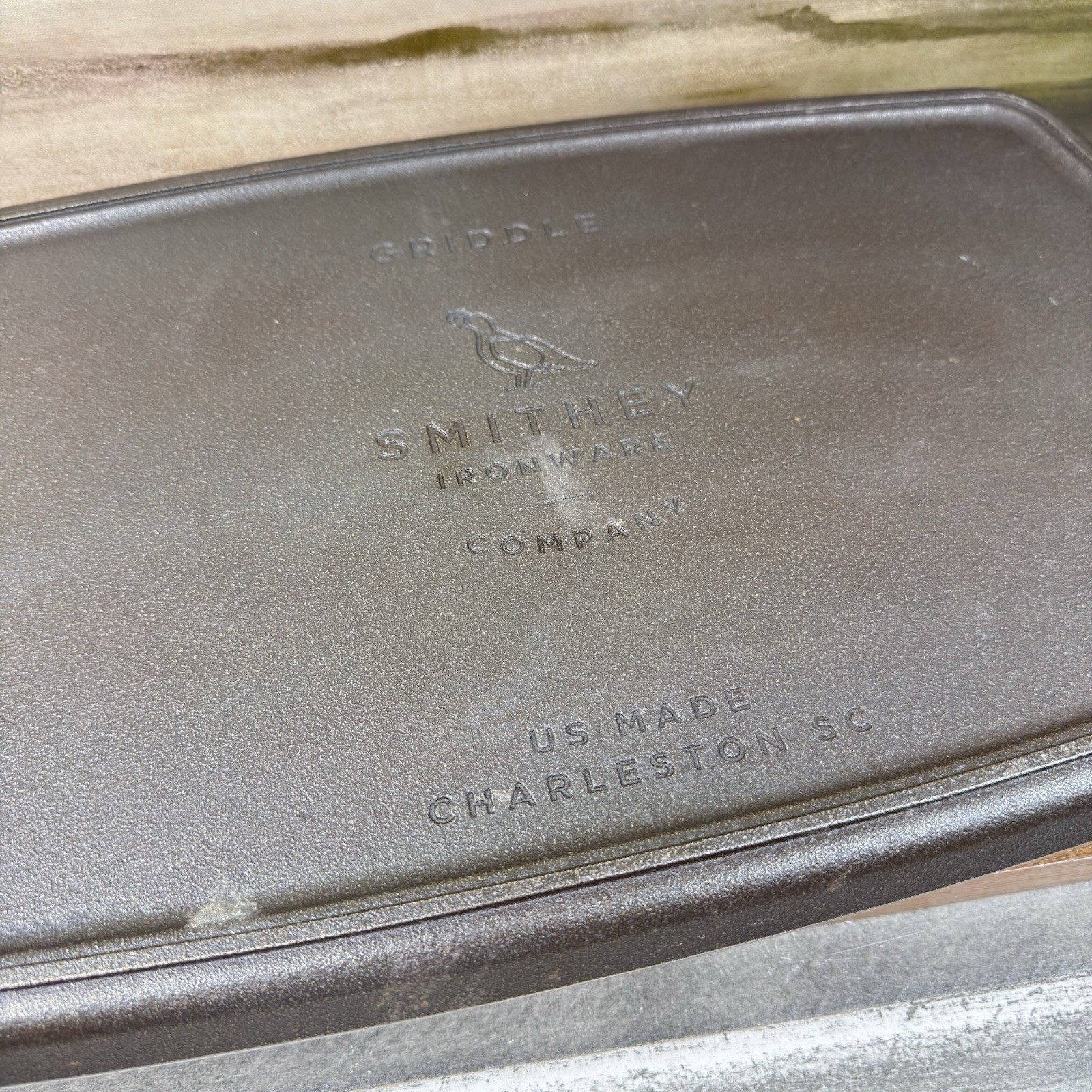 Williams Sonoma Smithey Seasoned Cast Iron Double Burner Griddle Broken Handle