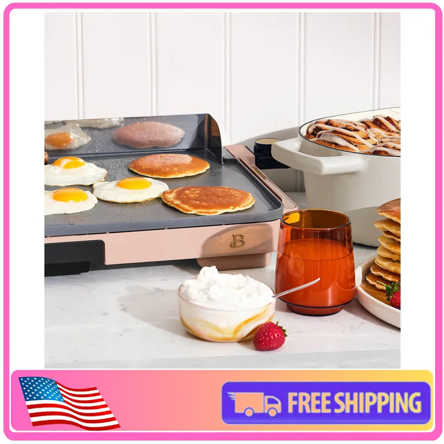 Beautiful Drew Barrymore 12×22 XL Electric Griddle Ceramic Nonstick Rose Gold