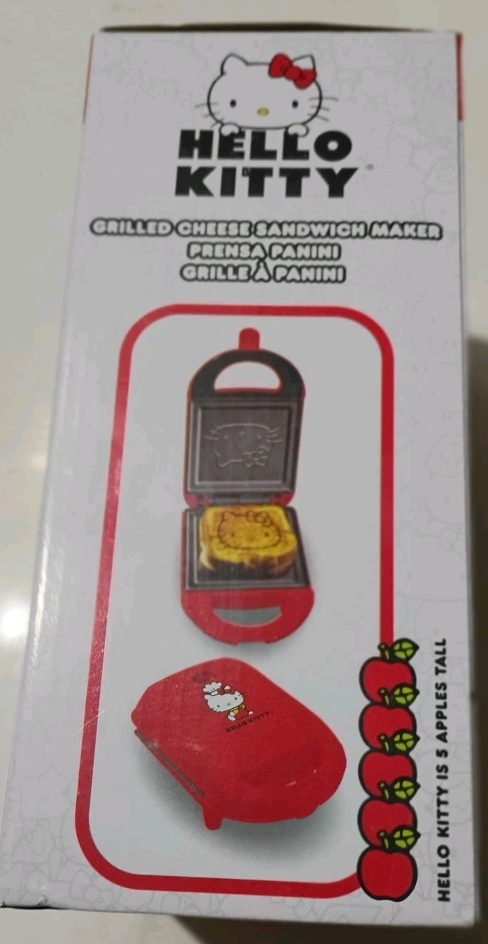 Hello Kitty Grilled Cheese Maker New in box Non-Stick Sandwich Press