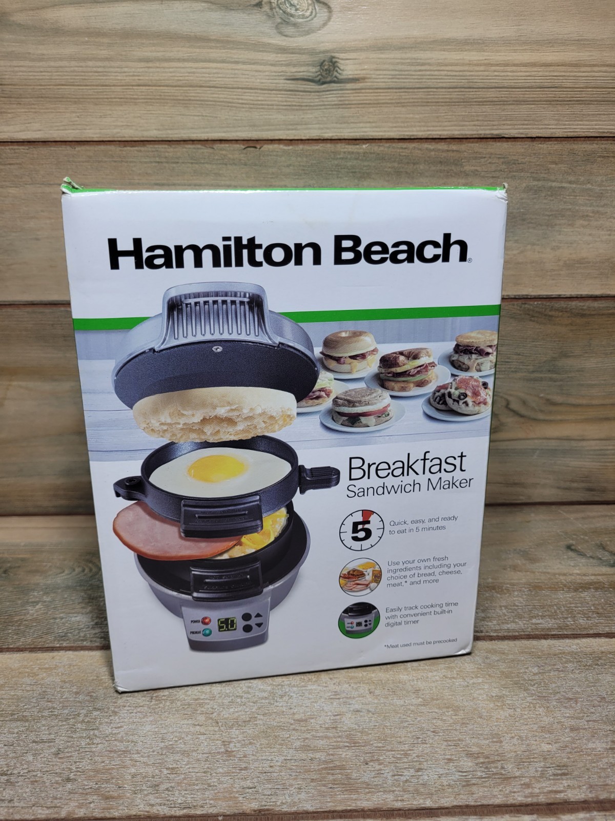 Hamilton Beach Breakfast Sandwich Maker Timer Nonstick Dishwasher Safe 25478RG