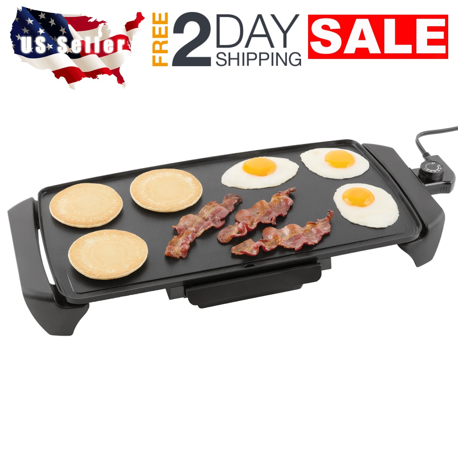 20” Plancha Comal De 1500W Electrico Antiadherente Para Cocinar Tortillas Carne