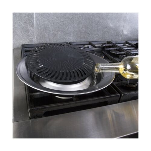 Kitchen + Home Stove Top Smokeless Grill Indoor BBQ, Stainless Steel with Dou…
