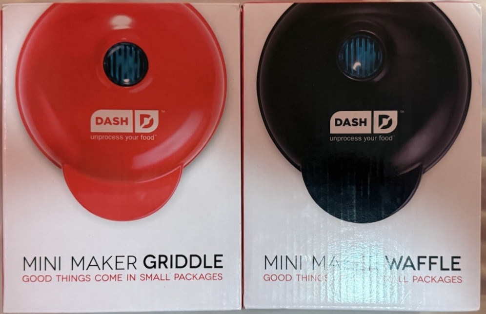 DASH Mini Maker – Griddle + Waffle Maker New Lot of 2circle shape