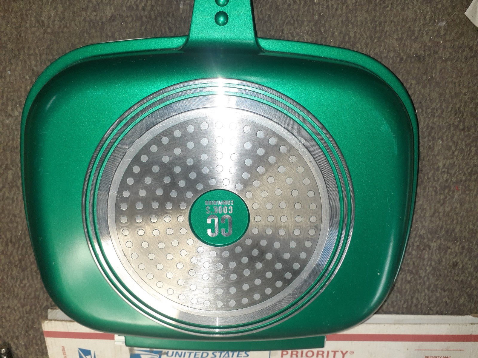 Cook’s Companion 2 in 1 Frying Grill Pan Green Magnetic Handle 12″x9.5
