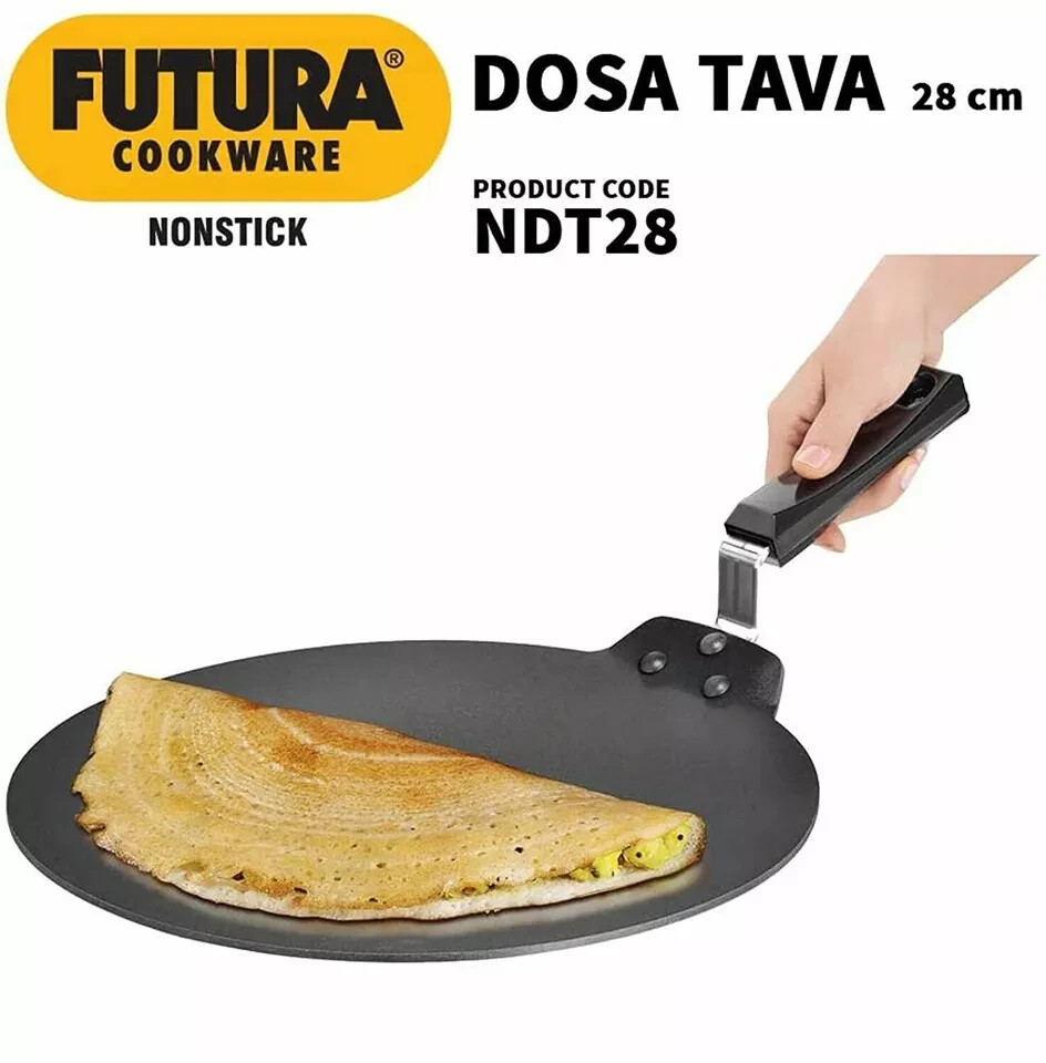 Hawkins Futura Nonstick Dosa Tava, Diameter 28 cm, Black Color (NDT 28)