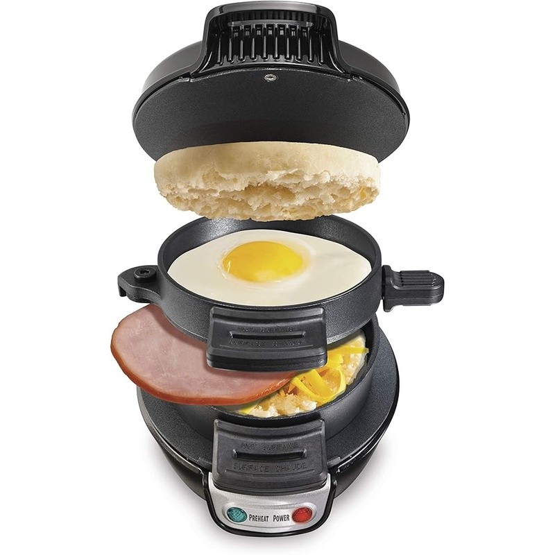 Breakfast Sandwich Maker Quick Easy Customizable Recipes Dishwasher Safe 600W US
