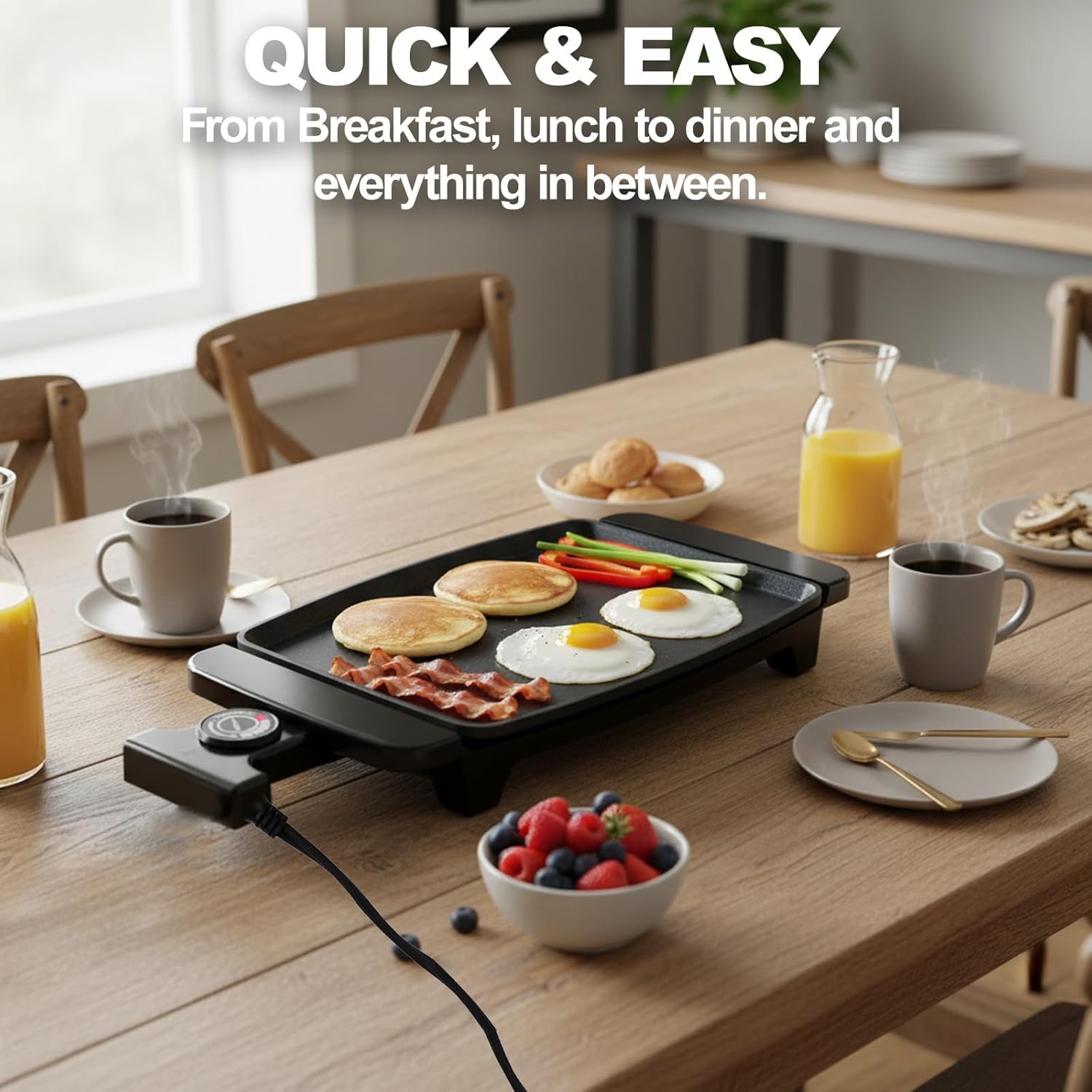 Small Electric Griddle 10 Inch Mini Ceramic Non-Stick Electric Skillet W/
