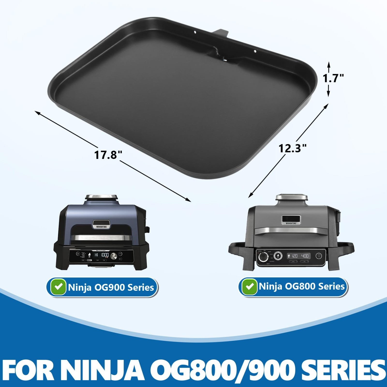 Non-Stick Flat Top Griddle Plate for Ninja Woodfire Grill XL & OG Series Accesso