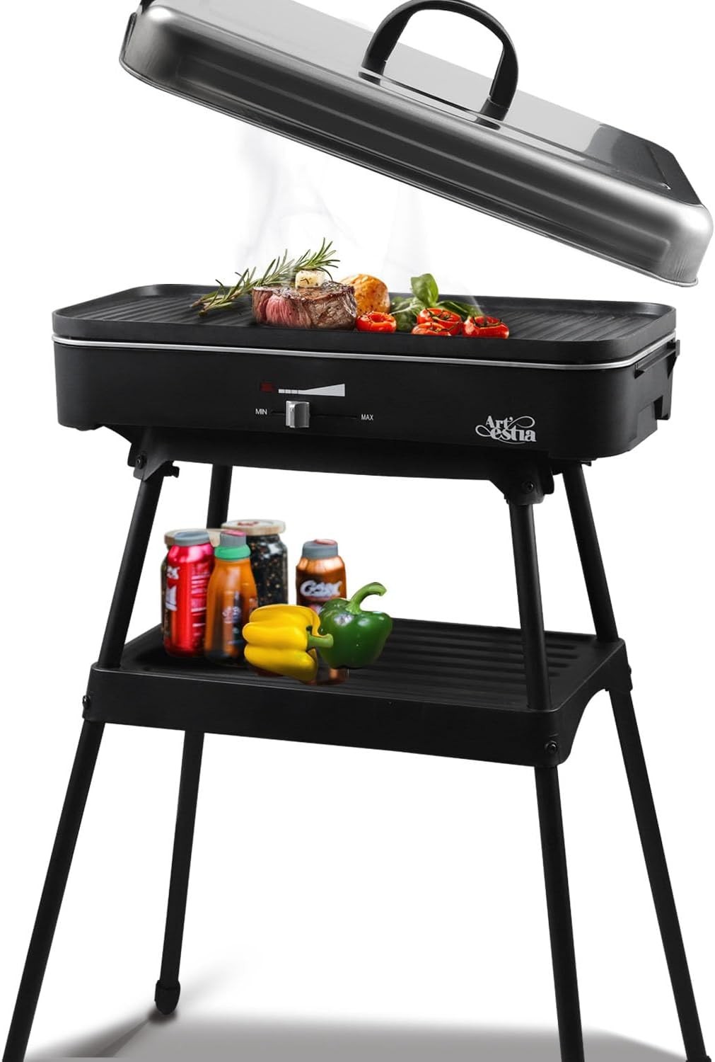 1800W Compact Electric Grill for Apartment Balcony, Smokeless
