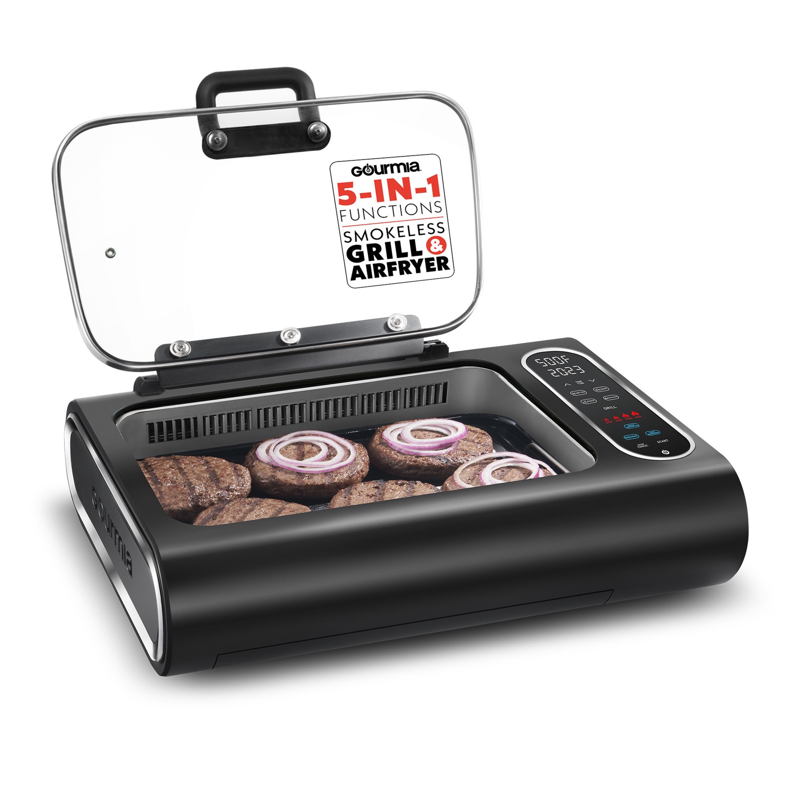 Gourmia Smokeless Indoor Grill & Air Fryer, Electric with Smoke Extractor