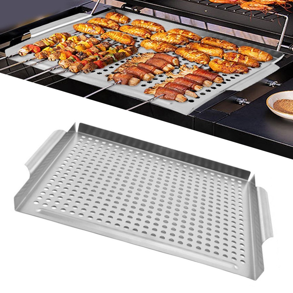 Stainless Steel BBQ Grill Pan with Perforated Design for Even Cooking Results