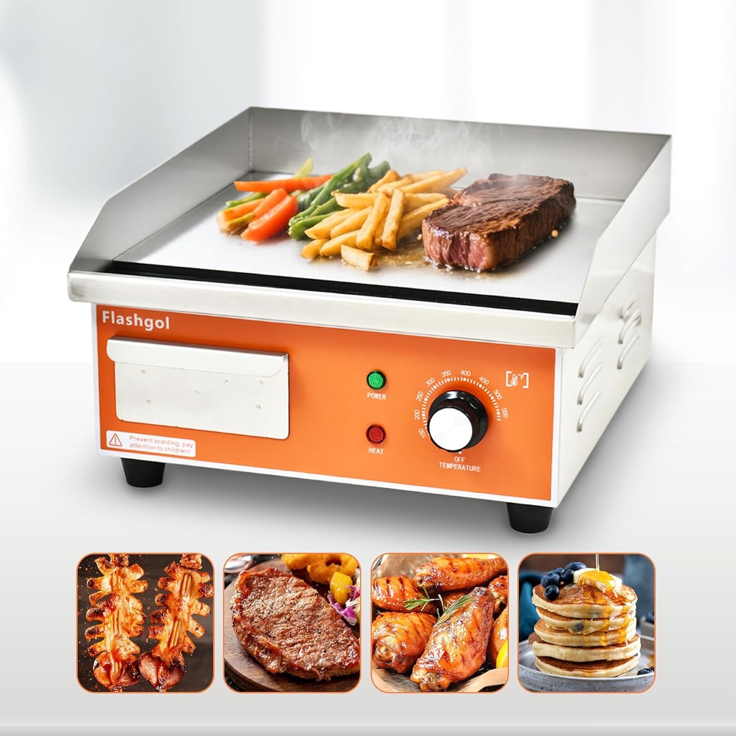 15.3 IN Nonstick Stainless Steel Electric Griddle Indoor Smokeless