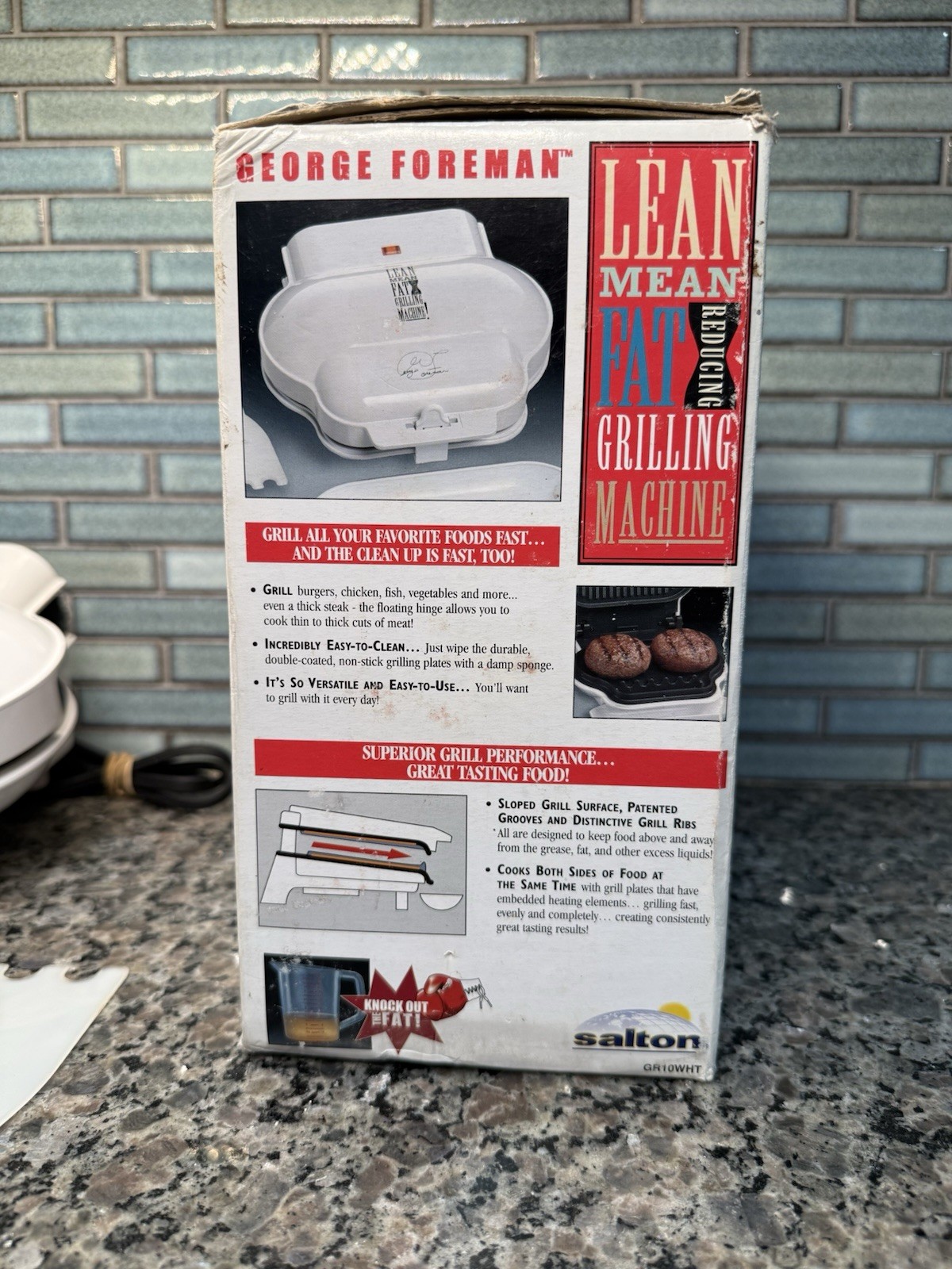 George Foreman GR10WHT Contact Grill White Non-Stick Easy Clean Drip Tray