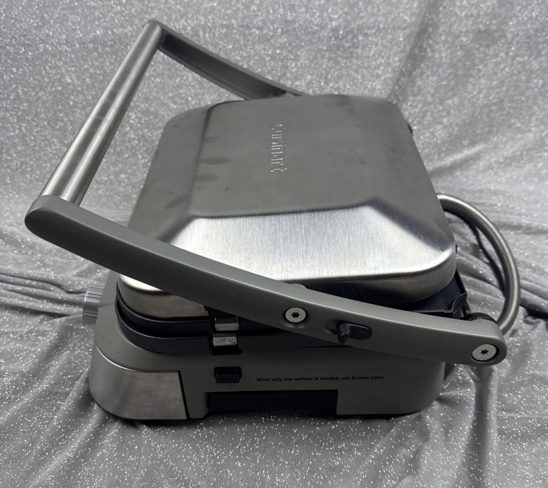 Cuisinart GR-5B Griddler Five Stainless Steel Panini Press Grill LCD Tested Work