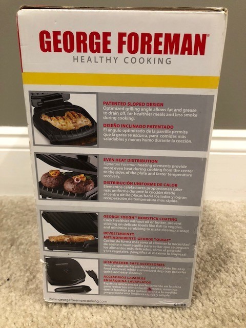 George Foreman Electric Grill 2-Serving Classic 36 inch in Black GR10B BRAND NEW