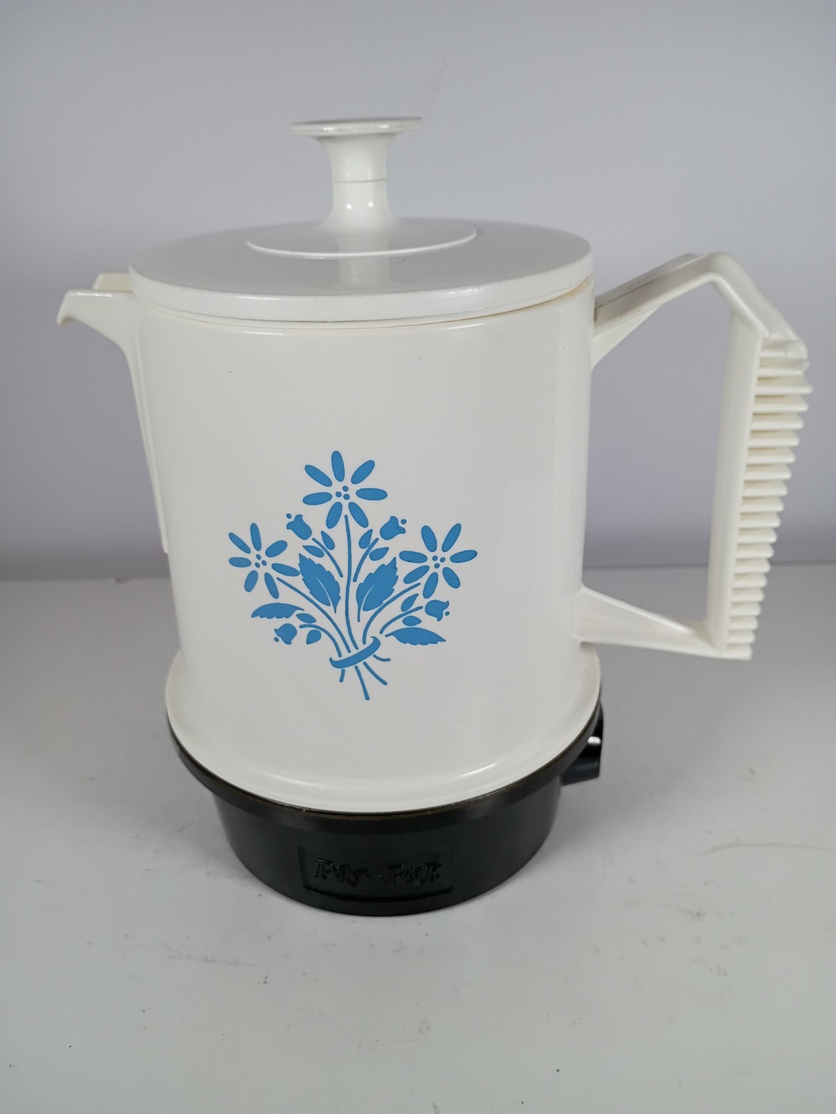 Vintage Blue Floral Regal Poly Hot Pot 5 Cup Electric Tea Coffee Water Kettle
