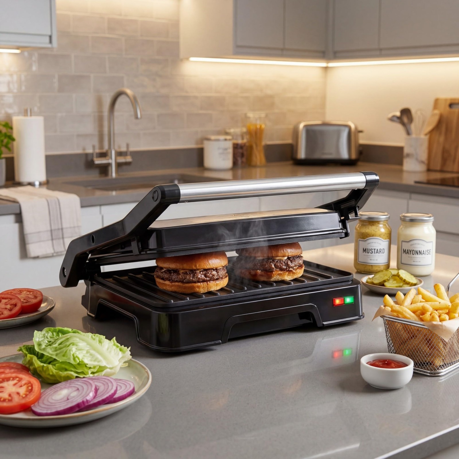 Panini Press Grill & Sandwich Maker – 2-Slice, 180° Adjustable Hinge, 900Watt…
