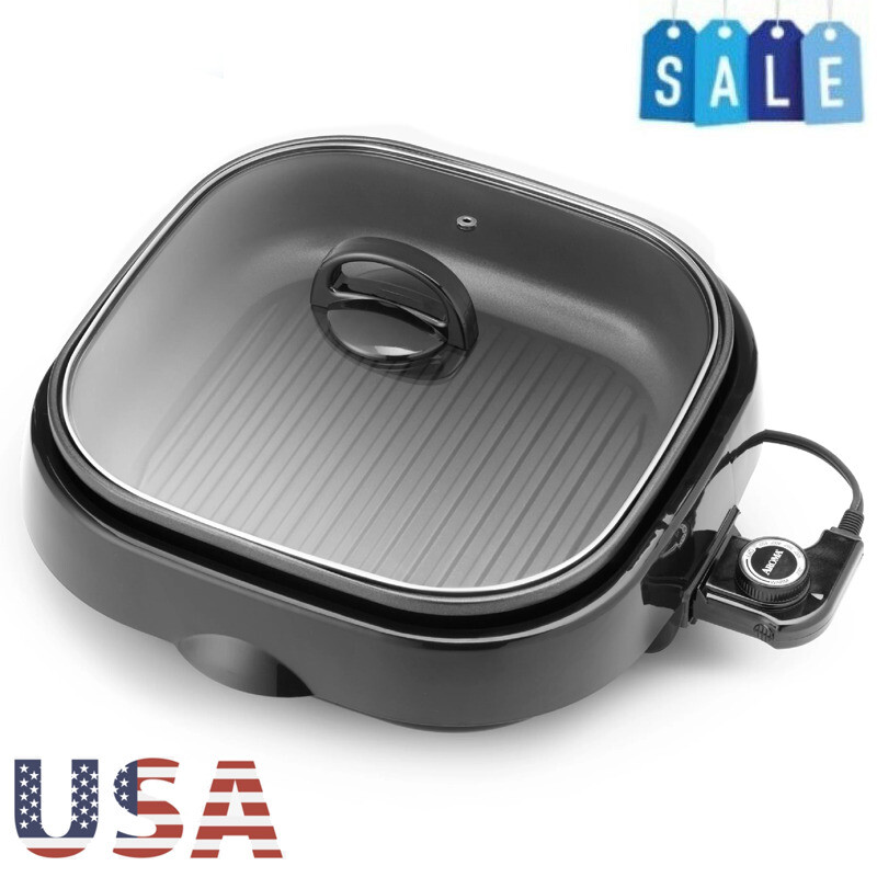 4-Quart 3-in-1 Grillet Grilling Slow Cooking Steaming Simmering Serving 1 Knob